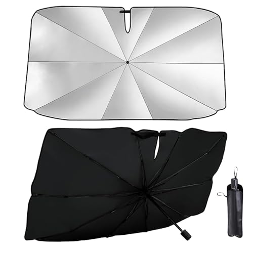 Car Windscreen Sun Shade Umbrella Foldable Front Windshield Sunshade with 360 Rotating Bendable Support Bar Reflective UV & Heat Protection Keeps Car Cooler for Cars SUVs Trucks