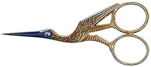 Locau 3015.D9 Ciseaux Forme Cigogne Inox Dorée à l'Or Fin/Beige 9 cm