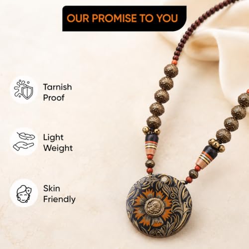 Image of Handcrafted Tribal Dhokra & Floral Charm Necklace Collection | Artisan Brass, Glass & Contemporary Statement Necklaces for Women | Ethnic, Elegant & Artistic Jewelry