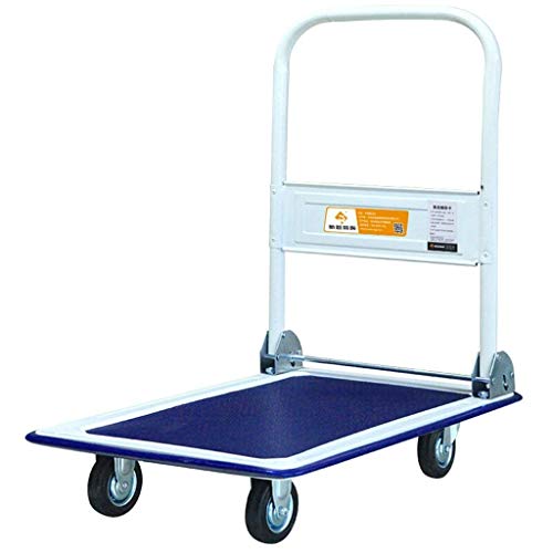 SmPinnaA Carretilla Plegable, Carretilla de Mano portátil con 4 Ruedas con una Cuerda, Carrito de Equipaje Plano para Compras de Viajes en Interiores y Exteriores