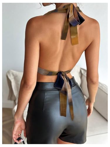 Image of SOLY HUX Women's Sexy Open Back Halter Going Out Top