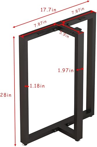 Miniatura 3 de TIEOU Patas de mesa de metal negro de 28 pulgadas, patas de escritorio de metal resistente, patas de mesa industriales para muebles del hogar (sin