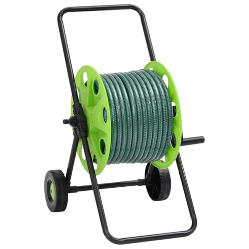 vidaXL Chariot Enrouleur Vert et Jeu de raccords de tuyaux 1,27cm 50 m, Chariot d’Enrouleur de Tuyau d’arrosage, Support de Tuyau d’arrosage, Chariot...