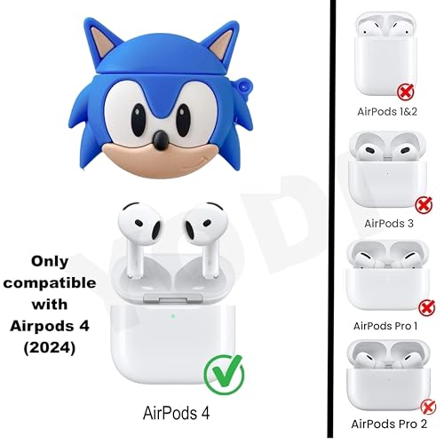 Image of YODI Case Cover for Airpods Pro|Pro 2|Airpods Pro 3|Airpods 4 Pouch, Silicone Cases with Cleaner Kit 360 Drop Protection,Shock-Resistant (SONIKH Blue CAT, Airpods 4)