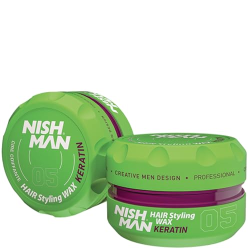 Nishman Hair Styling Hair Wax Keratin: Gloss Finish | Volume | Strong Hold | Shine Hair Style | Re-Stylable Wax for Men (149g/150ml)