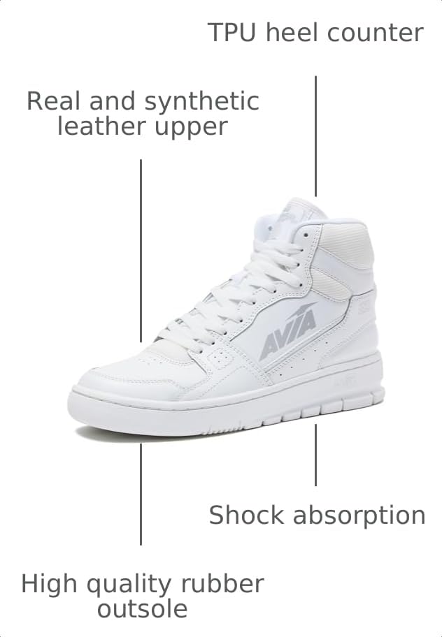 Image of Avia 821 High Top Sneakers for Men, Indoor or Outdoor Mens Basketball Shoes, Size 7 to 16 Retro High Top Shoes Men or Women