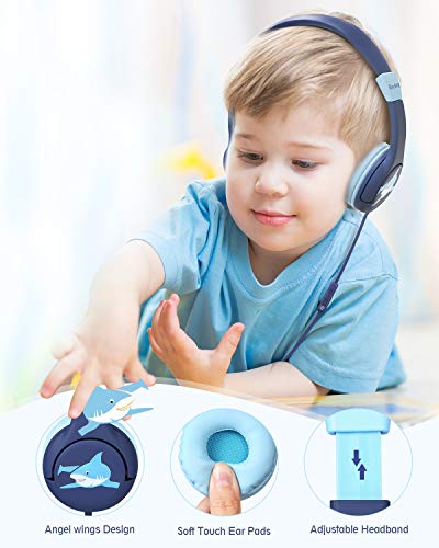 kinderhoofdtelefoon, EasySMX oren bedrade lichtgewicht hoofdtelefoon met microfoon, in-line bediening, 80-95dB… - Afbeelding 5