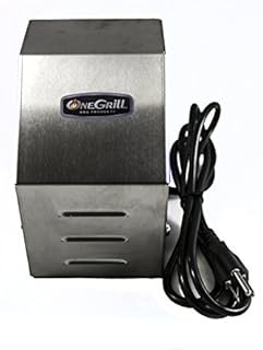 OneGrill 4PM08 Heavy Duty Stainless Steel Grill Rotisserie Motor - Electric 27 Watt 110/120 Volt - 200 in./lbs. Stall Torque - 5/16 Inch Square Drive - All Metal Commercial Grade Geartrain