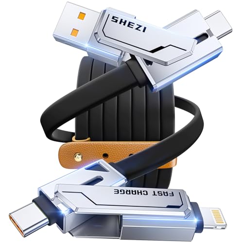 [2025 Upgrade] 4-in-1 Multi USB C Cable 60W 5FT Compatible With Lightning Cable [Fast Charging & Data Transfer] Flat Type C/A to C/L Cord for iPhone/iPad/Samsung, Multiple Charger Wire for All Devices by SHEZI - Used condition - US$18.21
