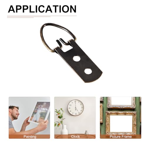 Image of DTGN 52mm x 20mm D Ring Picture Hangers Picture Frames Hanging Hanger - 10 Pcs - Good for Hanging Paintings - Picture Frame Hook Photos - Bronze Tone