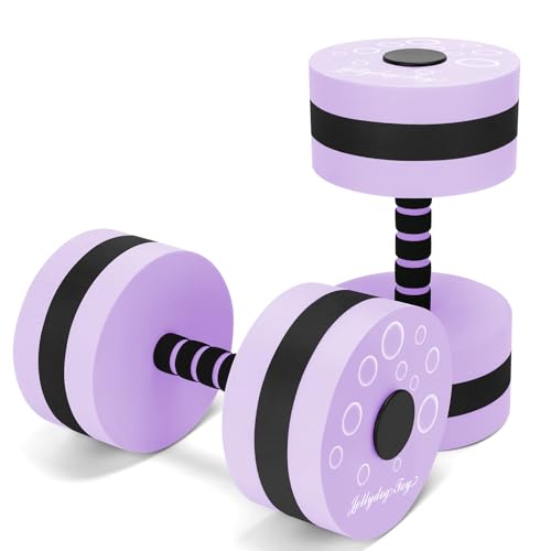 Aquatic Exercise Dumbbells, 2PCS Aqua Fitness Barbells, EVA-Foam Water Rings Dumbbell Set, Pool Weights Dumbbells Set for Water Aerobics Weight Loss, Pool Fitness, Water Exercise, Purple