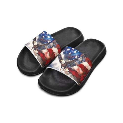 Doojoayie Patriotic Flag Theme Slide for Kids Girls Waterproof Beach Shoes
