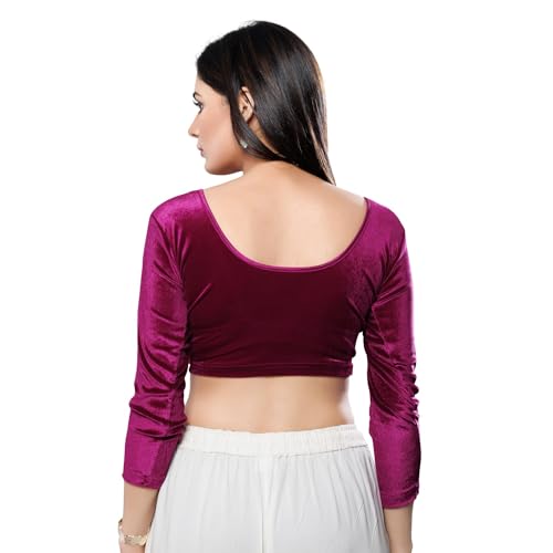 Image of Vamas Women's Velvet Non-Padded Stretchable Long Sleeve Saree Blouse (A-41.N)