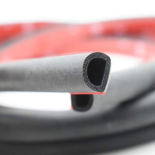 Seal Strip Automotive Universal Self Adhesive D-Shape Door Seal 0.47" Height X 0.55" Width Car Truck Door Window Epdm Rubber Weather Stripping Hollow Black Soundproof Noise Insulation (10Ft) #TOP4