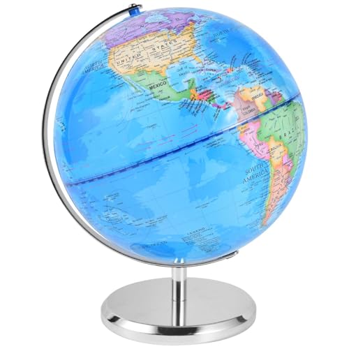 KISEER 10 Inch World Globe Rotating Earth Spinning Globe with Heavy Metal Stand for Kids Geography Classroom Education or Office Home Decorations by KISEER - Used condition - US$30.68
