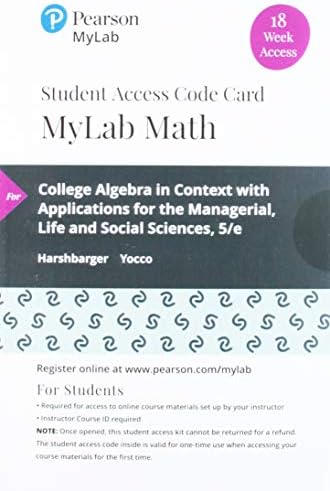 Mylab Math With Pearson Etext - 18 Week Standalone Access Card - for College Algebra in Context ...