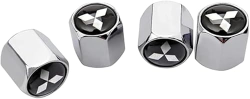 kykj 4 Pcs Auto Tire Air Valve Caps for Mitsubishi Galant 2007-2017, Car Wheel Tyre Dust Stems Cover with Logo Emblem Waterproof Dust-Proof,A