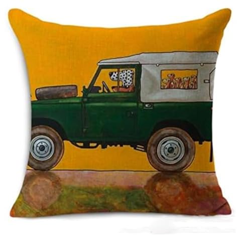 Petite Lili Decorative Pillow Case with Dog Driver Design,Cushion Cover - Bed/Kids/Sofa 18 x 18 inch, Cover ONLY Cover