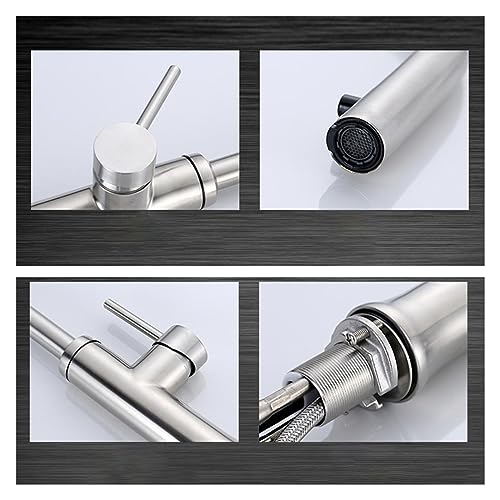 Robinet de cuisine design noir en acier inoxydable durable avec mitigeur eau chaude - 2
