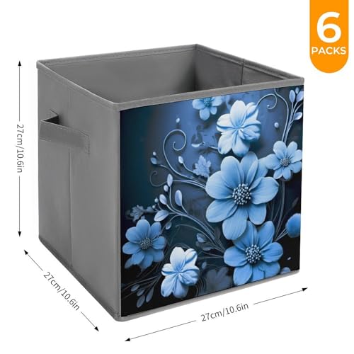 Boîtes de rangement pliables à motif floral bleu au design soigné - 3
