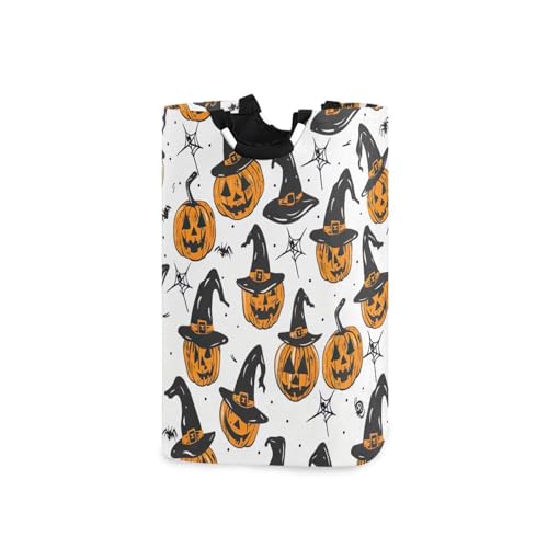 Jihqo Laundry Hamper Basket Halloween Pumpkin Collapsible Nursery Storage Bin Waterproof Clothing Baskets for Home Bedroom Bathroom Washing Room