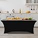 YOUR CHAIR COVERS Rectangular Spandex Tablecloth 6ft Fitted Wedding Event Patio Decorations Elastic Fabric Stretch Cover for Folding Table (Black)