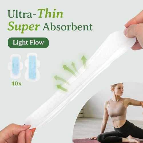 Image of Herbal Sanitary Pads for Women Feminine Care, Ultra Thin with Wings, Soft & Comfortable Cotton Menstrual Pad, Regular Absorbency for Light Flow, 30 Counts
