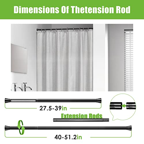 AIZESI Tension Rods for Curtains 28 to 48Inch(70-130cm:22mm) Black Extendable Curtain Poles,Shower Curtain Pole Spring Tension Rod No Drill Adjustable Curtain Rod for Clothes Windows,Bathroom - Image 4