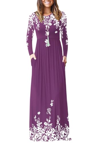 Image of AUSELILY Women's Classic Long Sleeve Dress Loose Plain Long Casual Maxi Dresses with Pockets 2026