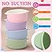 Domensi 4 Sets Kids Porcelain Bowls with Removable Silicone Sleeve 2-in-1 Porcelain Toddler Bowls Microwave Dishwasher Safe Cereal Snack Soup Dishes for Baby Children Feeding Supplies (Macaron Colors)