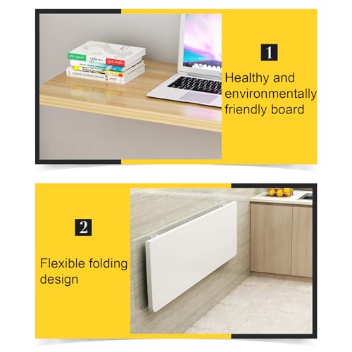 MEULE Wall Mounted Heavy Duty Small Folding Wall,Fold Wall Mounted Table,Laundry Folding Table with Bracket Portable Wall Table for Laundry Room, Kitchen,Dining Room Office Multifunctional Table.