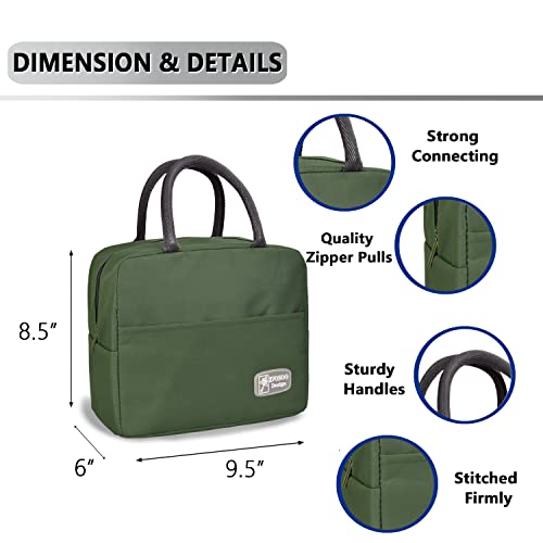 Zvosoo Insulated Lunch Bags For Women And Men, Reusable Kids Lunch Bags, Waterproof Lunch Bag,Multi-Pocket Lunch Bags For Work, Office, Picnic, Outdoor(Military Green) #TOP2