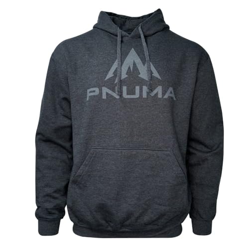 Pnuma Outdoors Logo Hoodie, Charcoal, Soft Cotton Blend, Kangaroo Pocket, Ribbed Cuffs (HD-LO-CH)