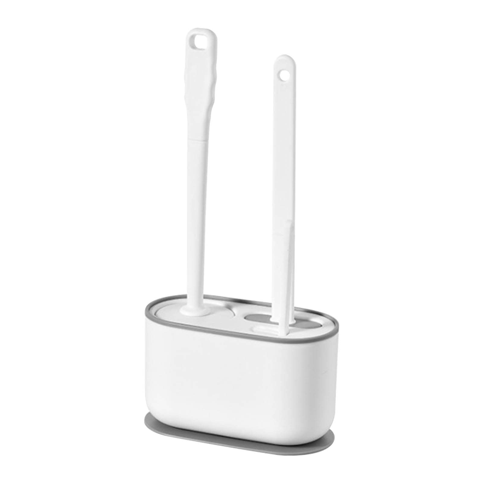 Cyrank Toilet Brush, Toilet Brush with Ventilated Holder Toilet Bowl Brush Plunger Set Toilet Brush Plunger Combo for Restrooms(White)