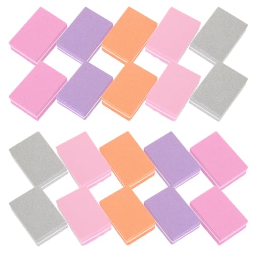 WRITWAA 100pcs Double-Sided Sponge Buffer Nail Files Manicure Nail Tools Mini Square Buffing Blocks for Treatment and Polish Random Color
