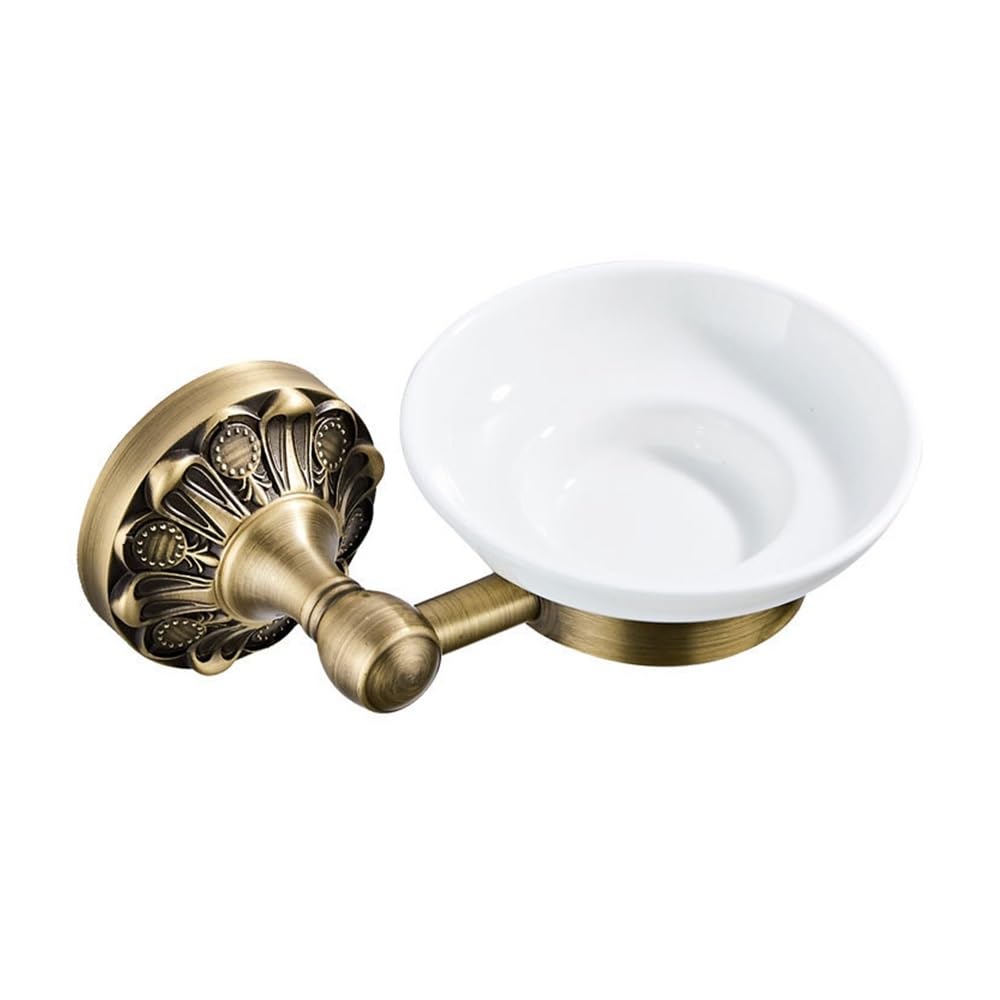 Haoxueli Soap Holder For Retro Decoration Users Antique Brass Wall Mounted Bathroom Hardware Set Towel Rack Tissue Holder Hook And Cup For Neat Toiletries Storage(Soap Holder)