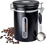 Airtight Coffee Canister with Window – Stainless Steel Food Storage Jar with Date Tracker, Scoop – For...