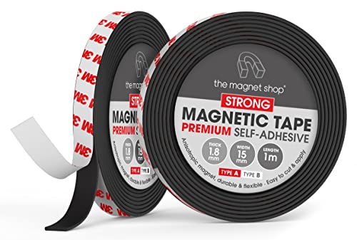 TMS A+B Par de cintas magnéticas | Tiras magnéticas largas autoadhesivas para puertas, mosquiteras y cortinas | fáciles de pegar, usa como cierre de bricolaje para armarios (regular, 1 m + 1 m)