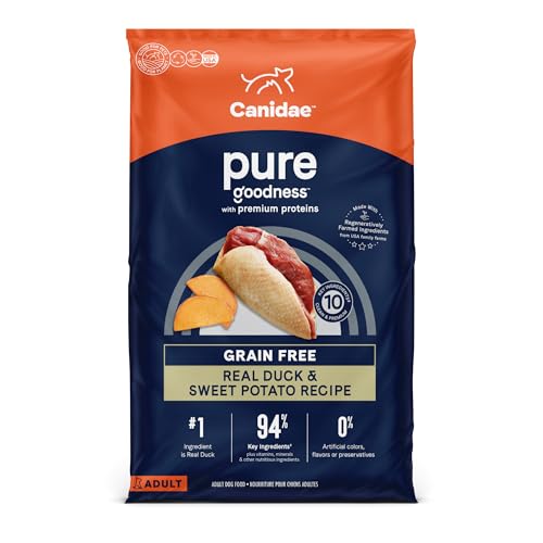 Canidae Pure Limited Ingredient Premium Adult Dry Dog Food, Real Duck & Sweet Potato Recipe, 4 lbs, Grain Free