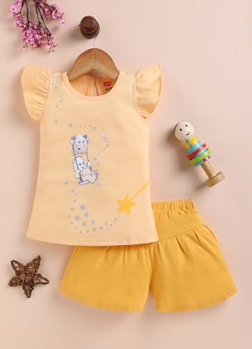 Image of LuvLap Baby Girls Regular Fit 100% Cotton Half Sleeves Girls Top CoSet Pack of 3