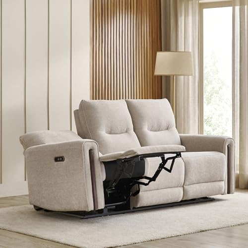 Image of Home Centre | Malinda Fabric 3 Seater Electric Recliners | Recliner Sofa for Living Room | Pine Wood | Beige | 1 Year Warranty