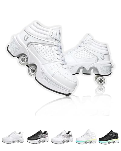Chaussures à roulettes rétractables 2 en 1 baskets roller unisexes pour adultes
