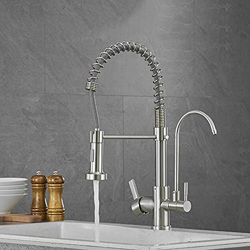 Filtre de cuisine robinets avec eau froide et chaude rotatif pour évier moderne brossé - 2