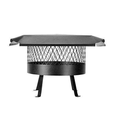 Draft King Cbo815 Single Flue Round 24 Gauge Slip-In Chimney Cover With Expanded Metal Mesh, Black Powder Coated Galvanized Steel #TOP22