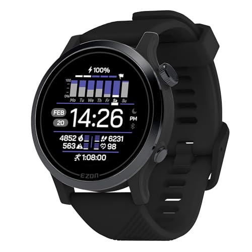 EZON R7 アドバンスド GPSスマートウォッチ 軽量29g 5ATM防水 長距離ランニング 疲労管理 心拍数 血中酸素 測定 マラソン訓練プラン対応。 (灰です) 41XUZekg8SL.jpg