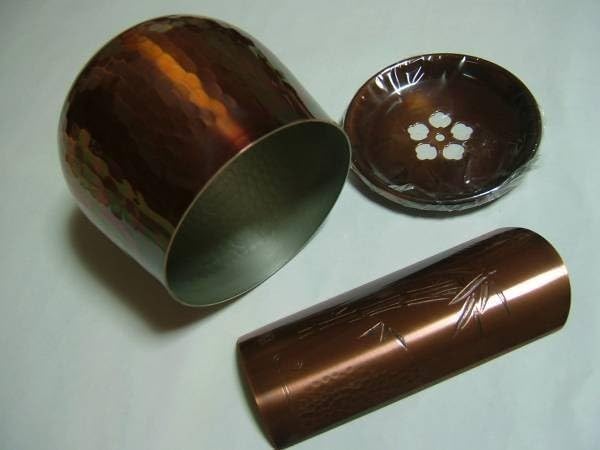 茶道具 加賀瑞山造 土耳古釉 青海波文 手桶茶入 共箱 V 8959 757 水玉