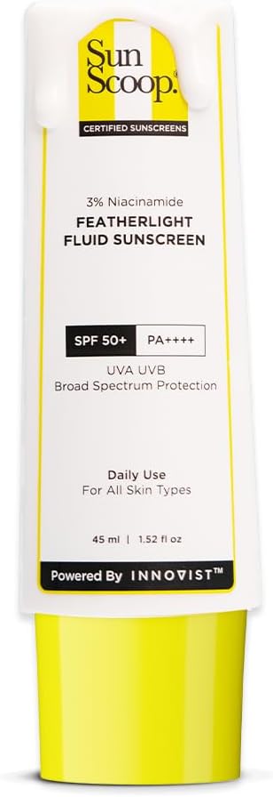 3% Niacinamide Fluid Sunscreen| SPF 50+ PA++++| Super light formula| Prevents tanning & sunburn| Reduces pigmentation| Non-Comedogenic| 45ml