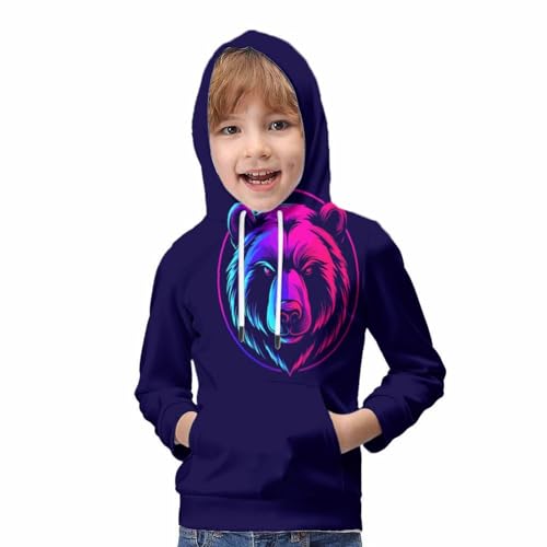 Pull à capuche ours manches longues vêtement enfant 10-12 ans