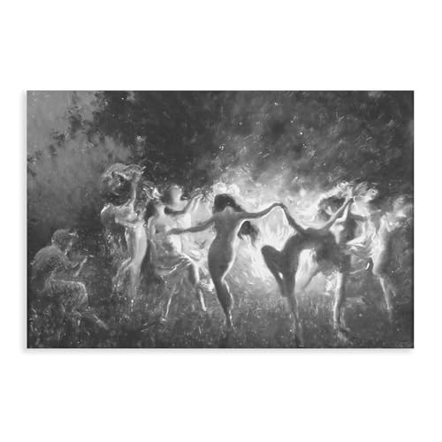 Toile nymphes dansant Joseph Tomanek pour rompre la monotonie d'un mur blanc