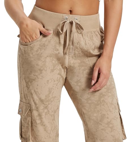 Image of MoFiz Womens Capris with Pockets Loose Fit Casual Capri Pants Dressy Lightweight Ladies Baggy Cargo Pants for Hiking